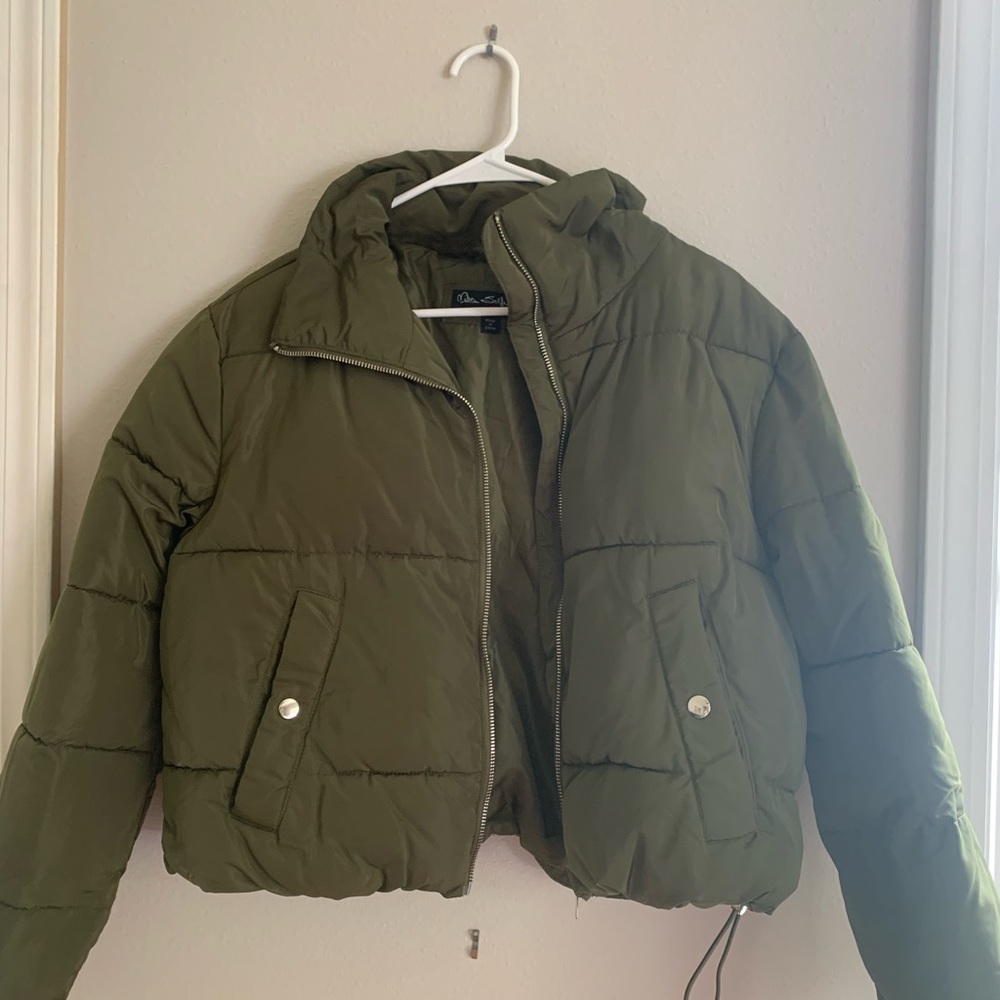 Dark army green puffer jacket